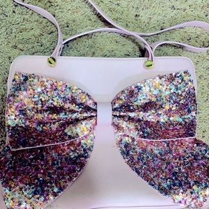 Betsy Johnson shoulder bag, baby pink with sequins bow